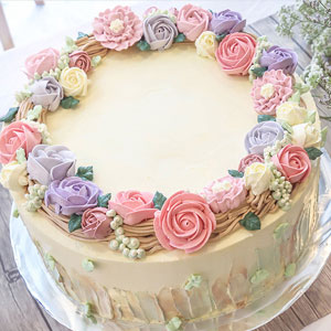 pastel floral wreath premium Cakes